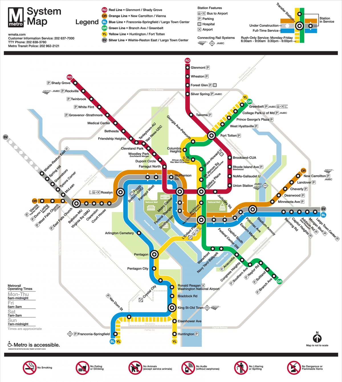 washington dc metro kort silfur línu
