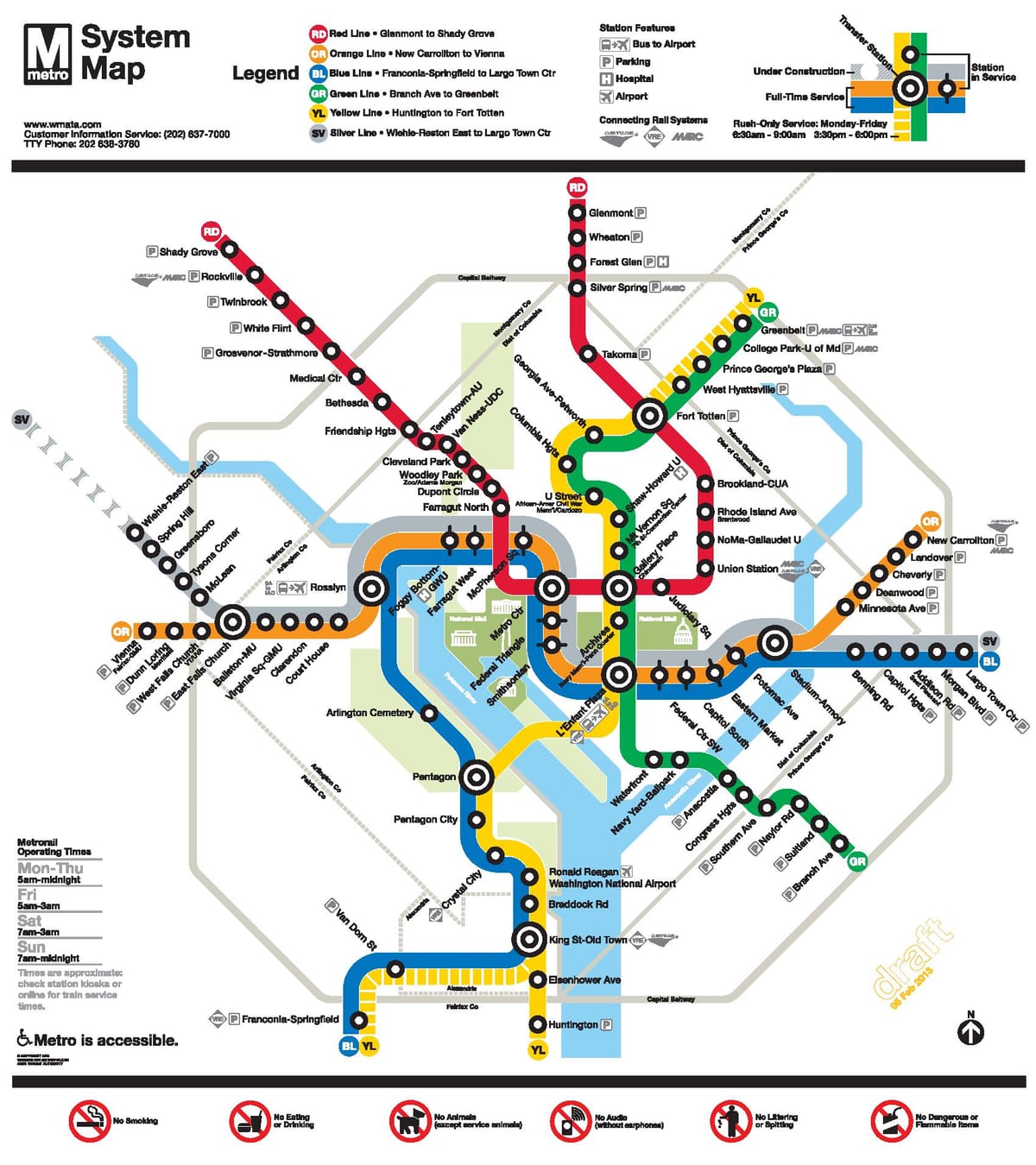 washington dc metro línu kort