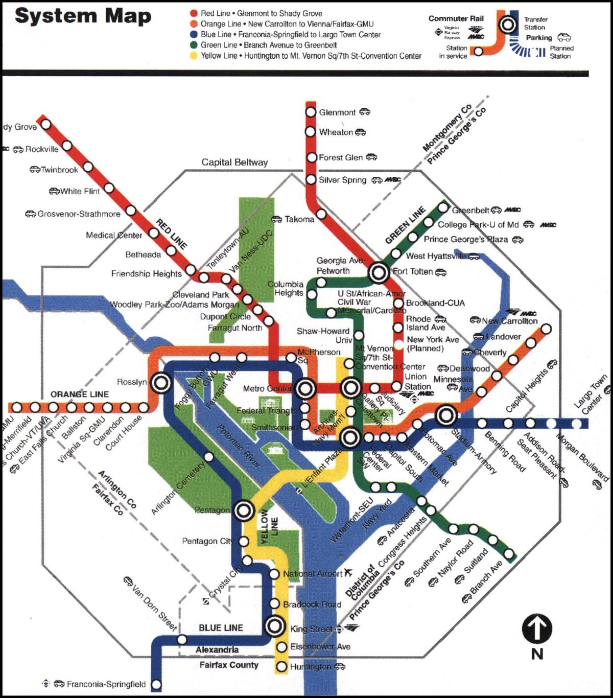washington dc næsta lest kort