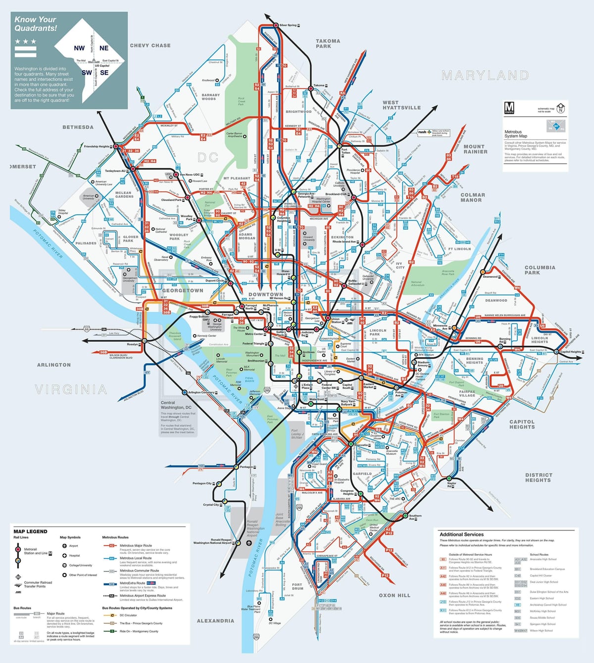 washington dc strætó leiðir kort