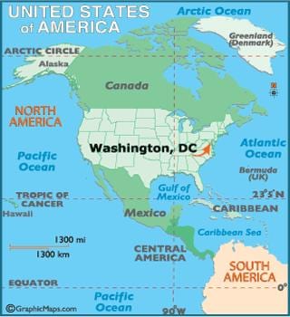 washington á heiminum kort