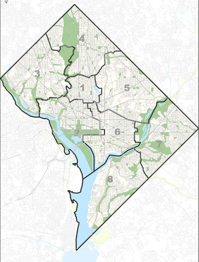 kort af washington dc ókeypis bílastæði