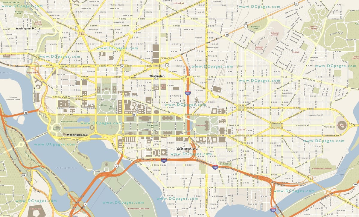 washington götukort