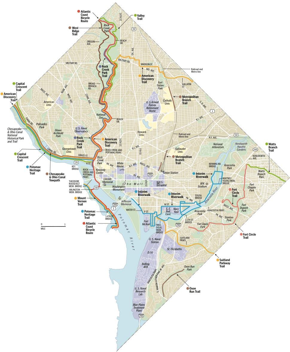 kort af washington dc reiðhjól