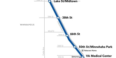 Washington metro bláa línan kort