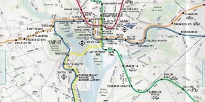 Washington dc kort með metro hættir