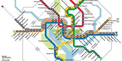 Washington dc metro járnbrautum kort