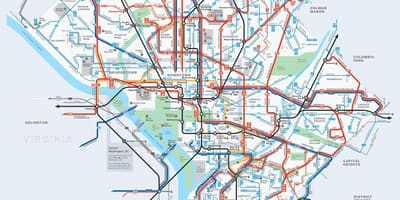 Washington dc strætó leiðir kort