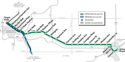 Græna línan st metro kort