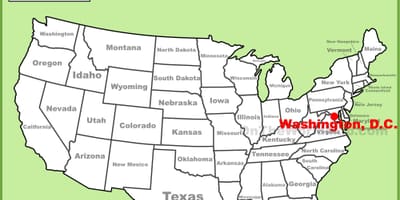 Kort af okkur með washington dc