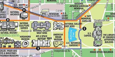 Kort af washington dc söfn og minnismerki