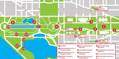 Kort af national mall bílastæði