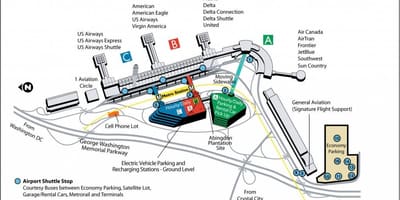 Kort af flugvellir nálægt washington dc