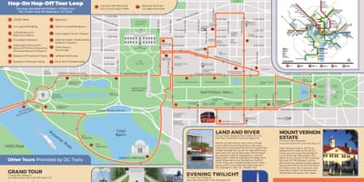 Washington dc hoppa á hop af strætó leið kort