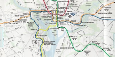 Washington dc götunni kort með metro stöðvar
