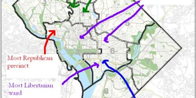 Kort af washington dc pólitískum