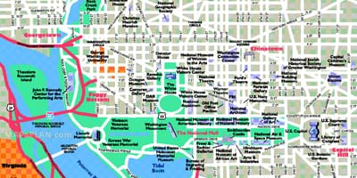 Washington dc ferðamaður staðir kort